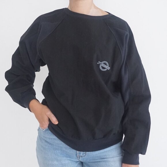 Vintage '90S Black Brooks Active Sportswear Long Sleeve Lightweight Sweater L - Picture 1 of 11